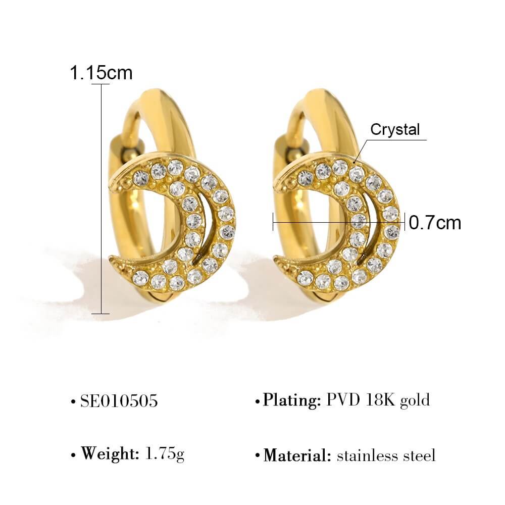 Crystal Charm Huggie Hoop Earrings