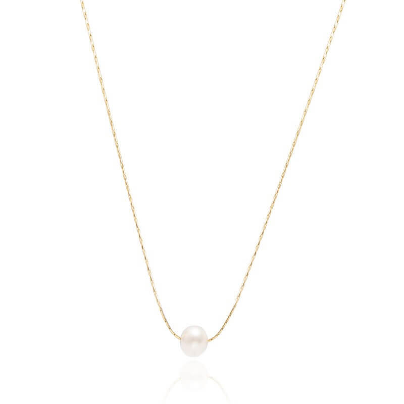 Delicate Freshwater Pearl Gold Chain Necklace