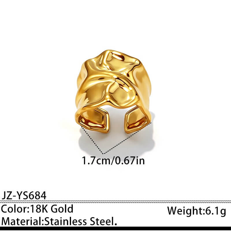 18K Gold Vintage Chunky Statement Open Ring