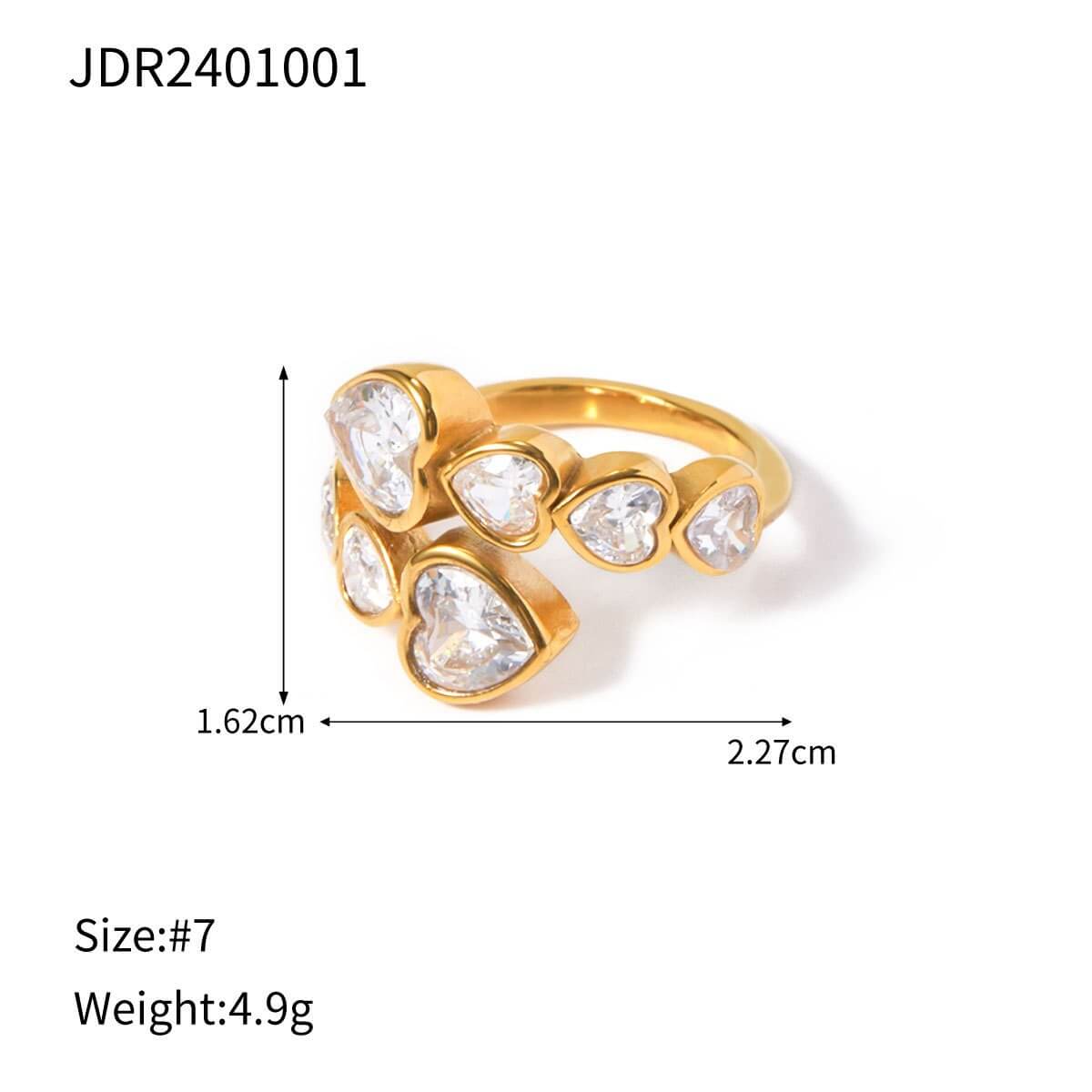 Open CZ Statement Rings - 18K Gold Plated Stainless Steel
