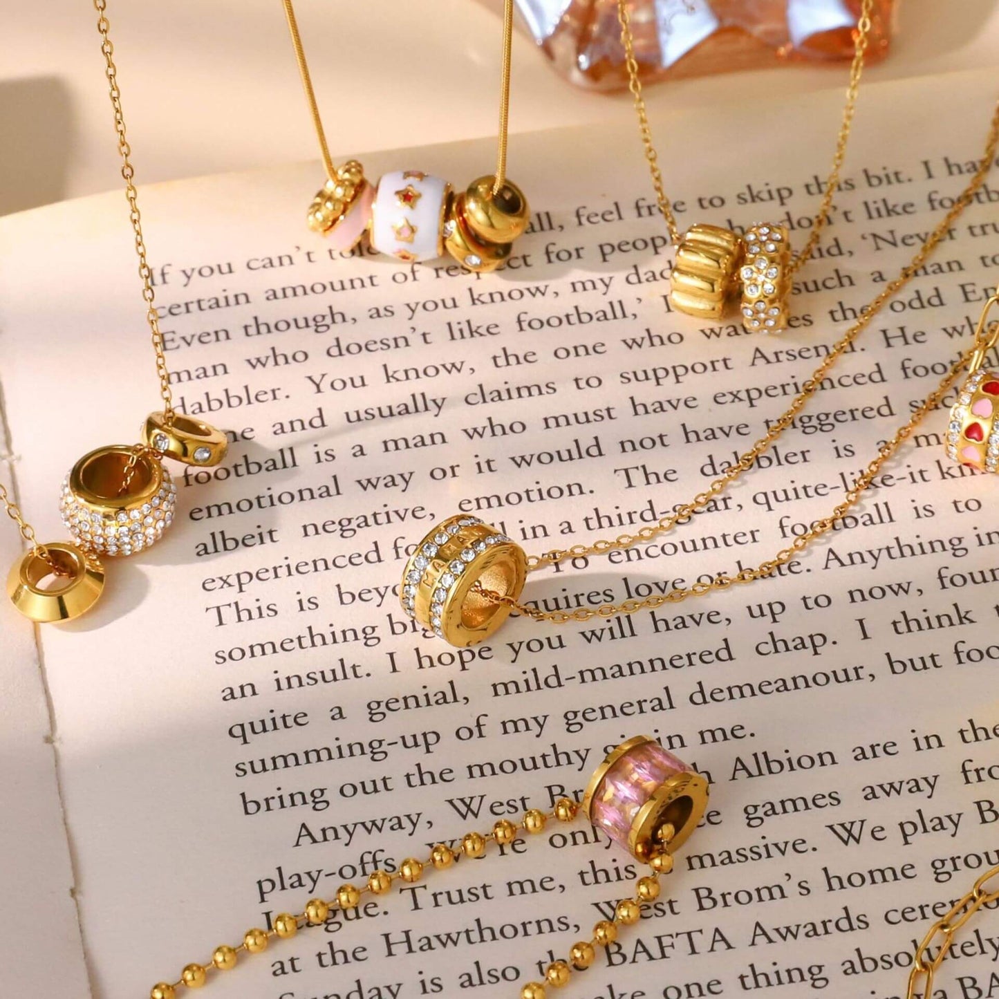 18K Gold Cylinder Charm Necklace