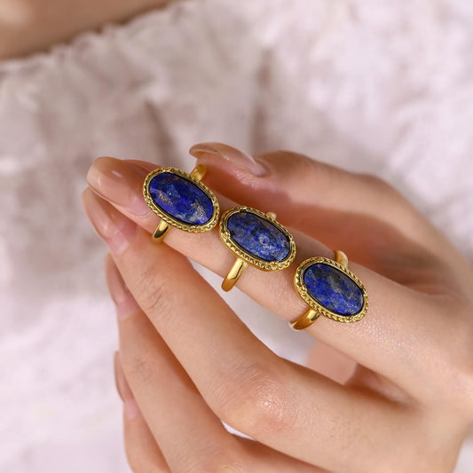 Vintage Oval Lapis Lazuli Adjustable Ring