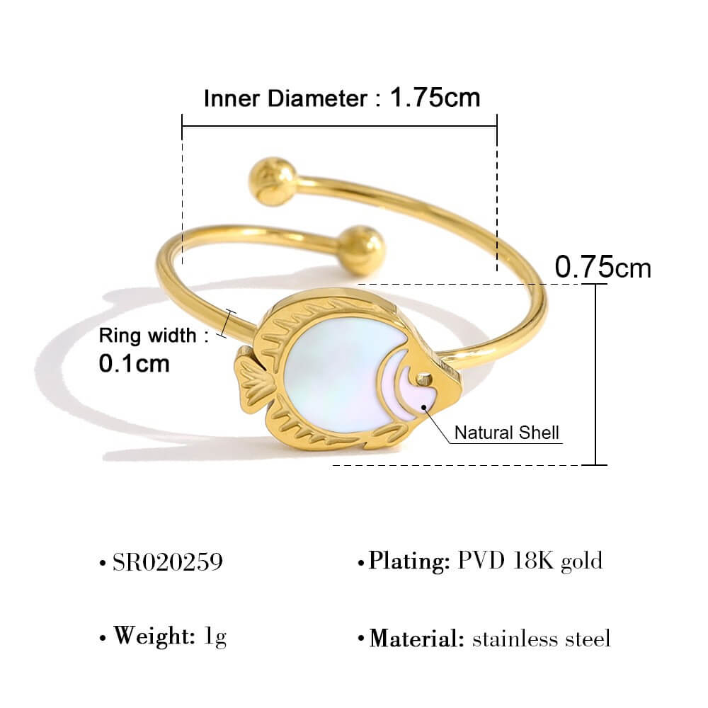 Coastal Beach Shell Charm Open Ring