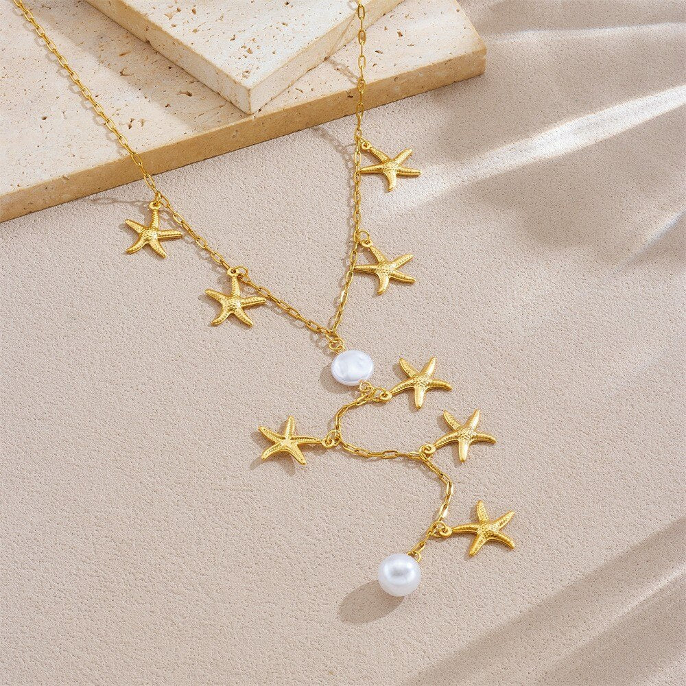 Stainless Steel Y-Lariat Drop Charm Necklace