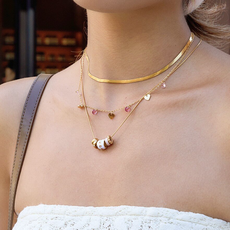18K Gold Cylinder Charm Necklace