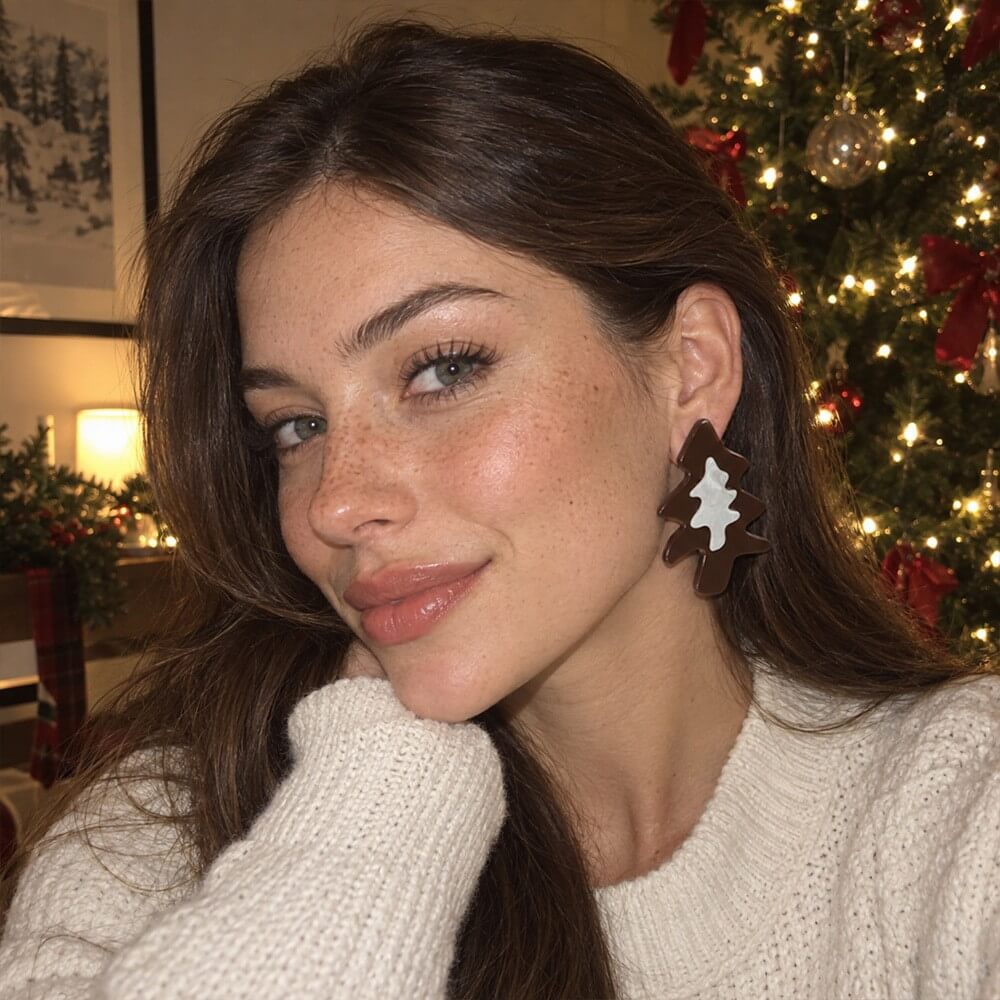 Festive Christmas Tree Resin Stud Earrings