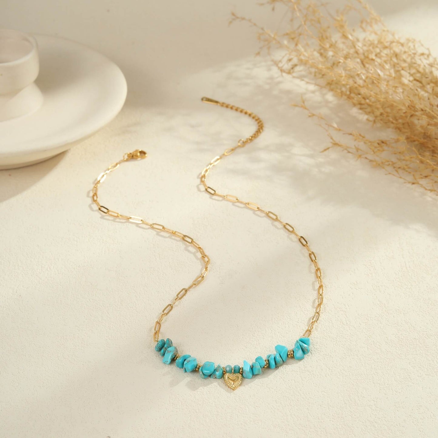 Gold Turquoise Pendant Necklace