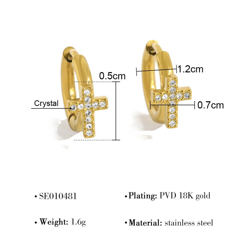 Crystal Charm Huggie Hoop Earrings
