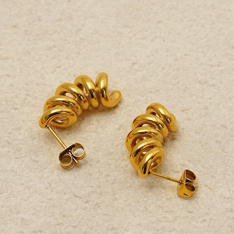 Waterproof Twisted Spiral Coil Drop Earrings