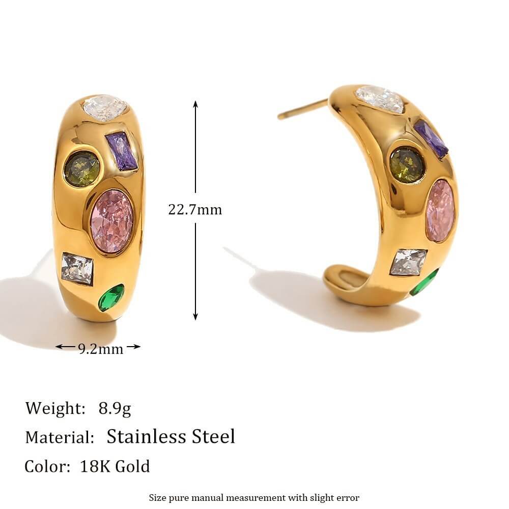 Celestial Zircon Chunky C-Hoop Earrings