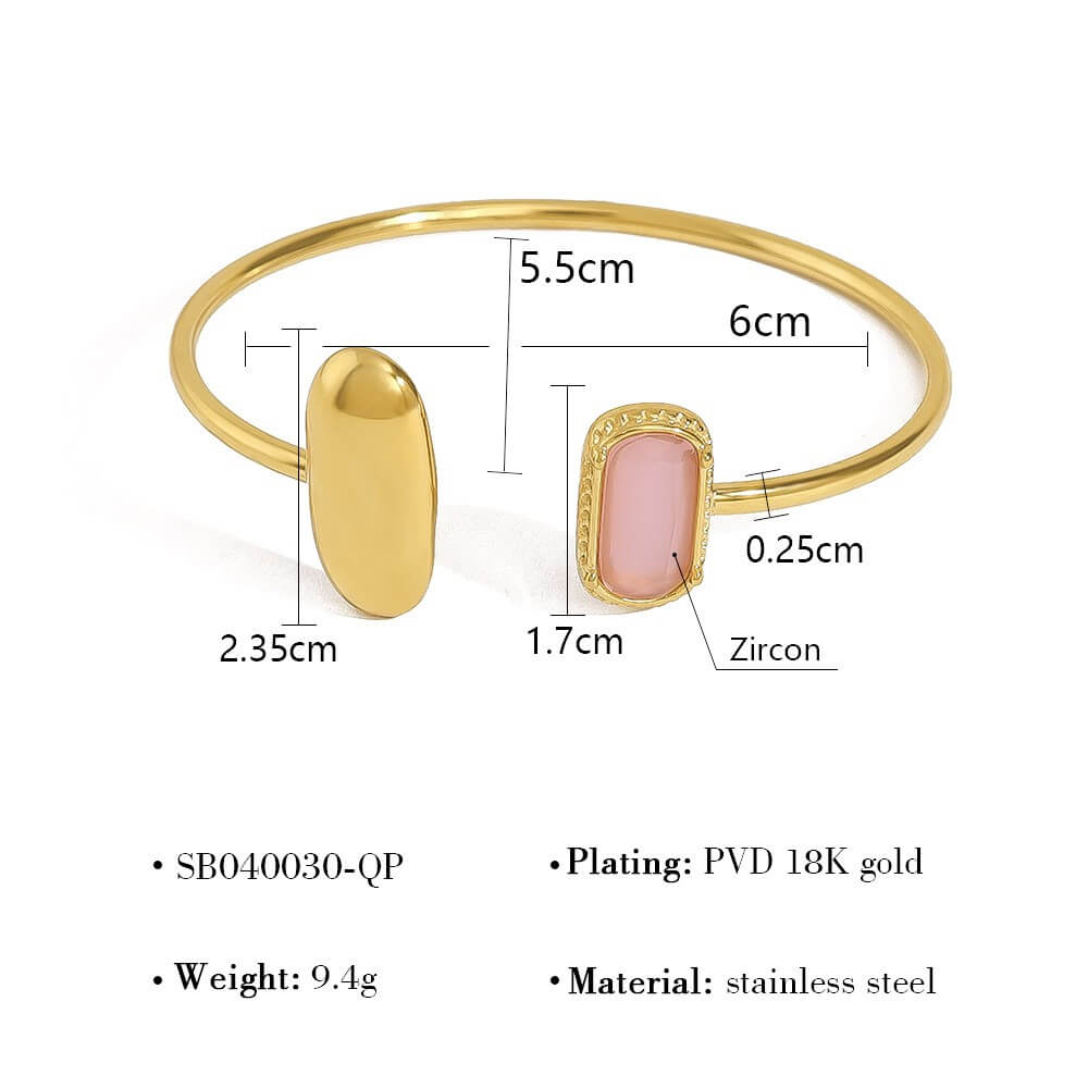 Asymmetric Zircon Open Cuff Bangle