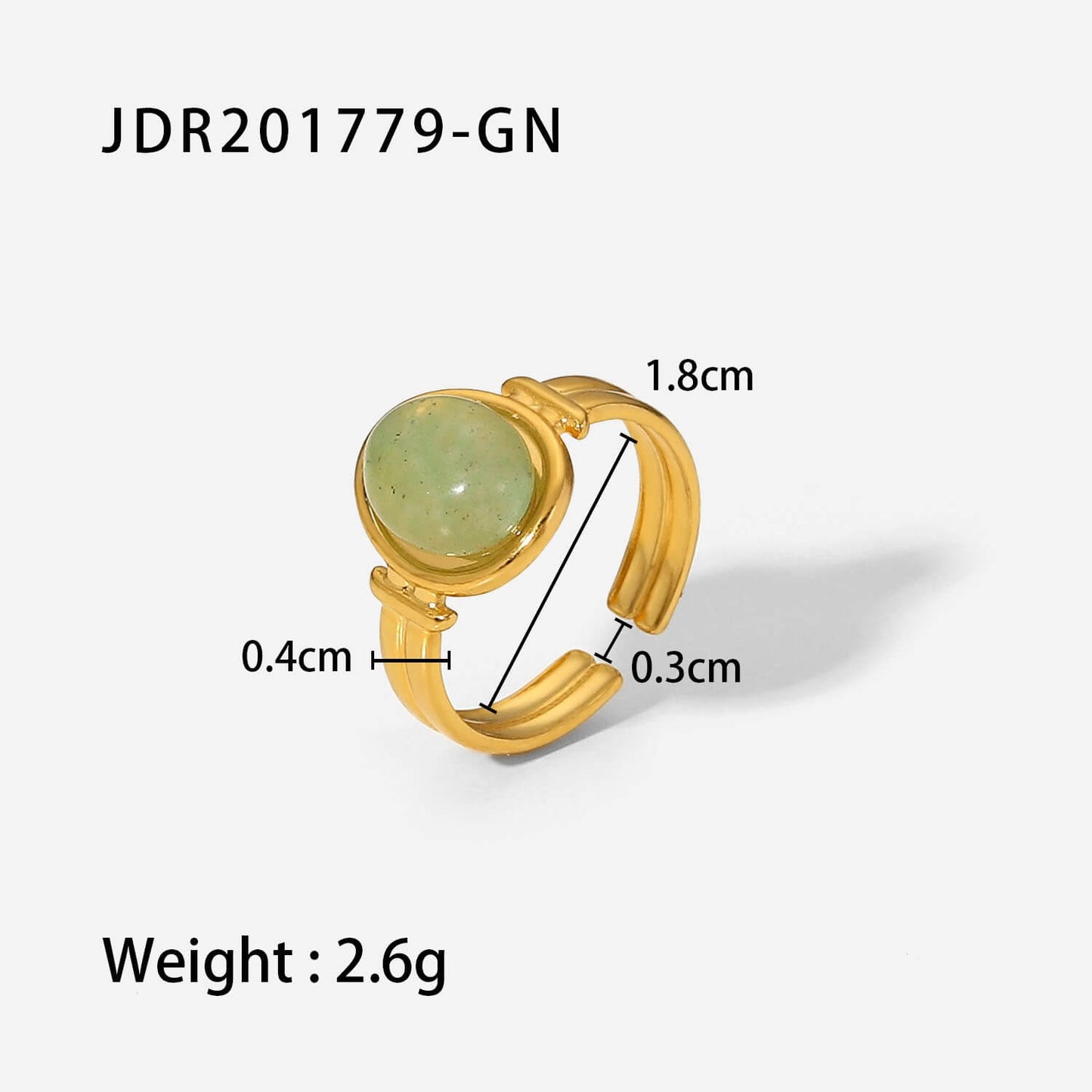 Vintage Natural Gemstone Textured Open Ring