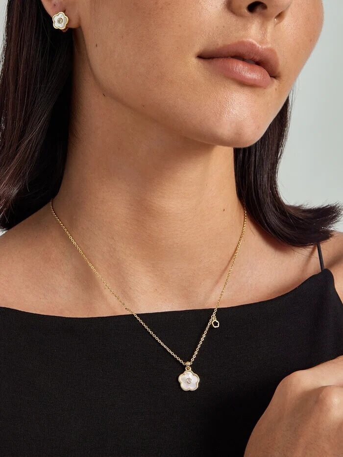 18K Gold Plated Stainless Steel Enamel Coin Pendant Necklace