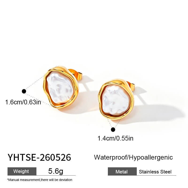 French Retro Organic Framed Baroque Pearl Drop Earrings