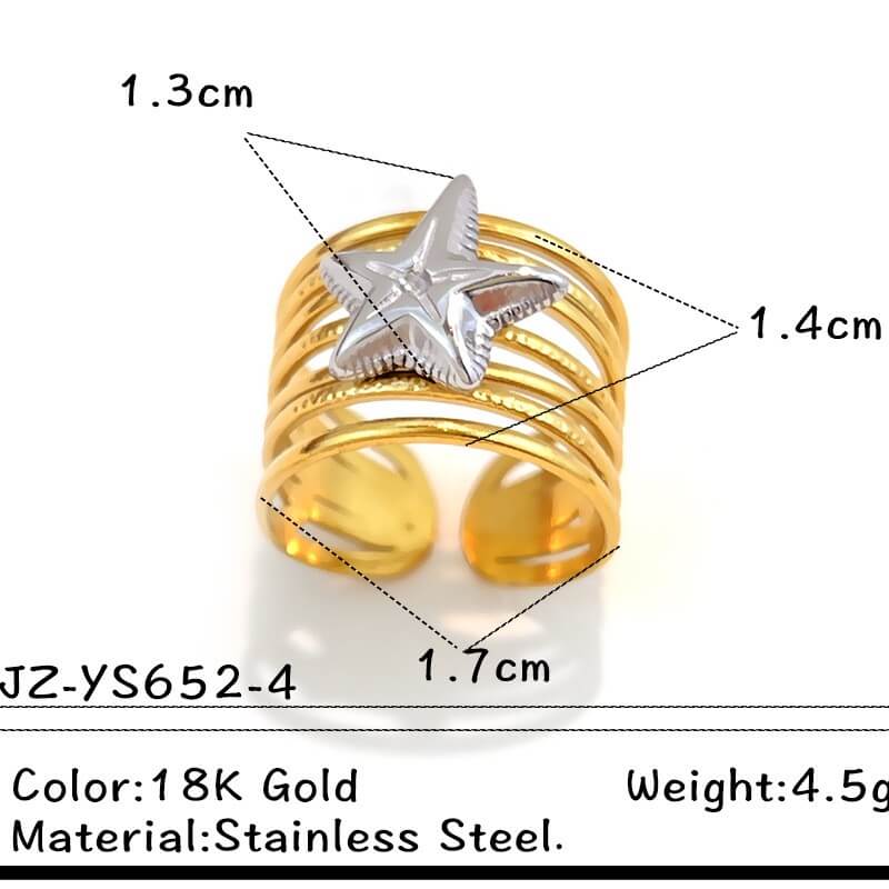 18K Gold Two-Tone Multi-Layer Open Ring