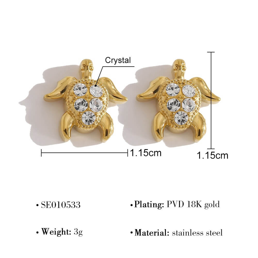 Ocean Crystal Shell & Sea Turtle Stud Earrings
