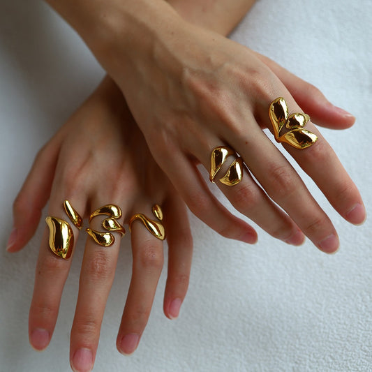 Chunky Liquid Metal Open Statement Ring