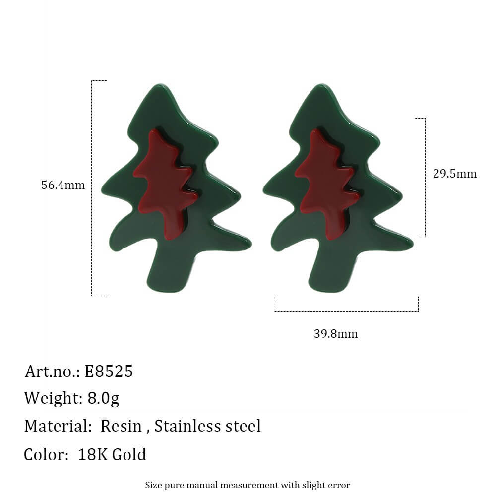 Festive Christmas Tree Resin Stud Earrings