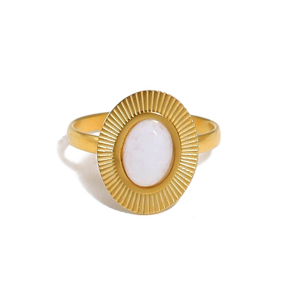 Vintage Sunburst Natural Gemstone Open Ring