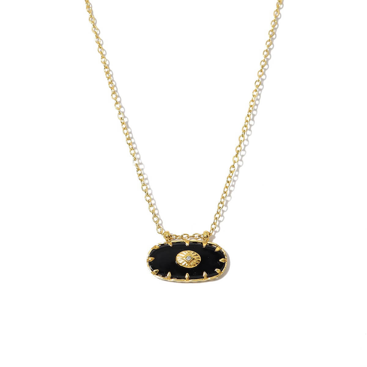 Vintage Natural Stone Medallion Pendant Necklace