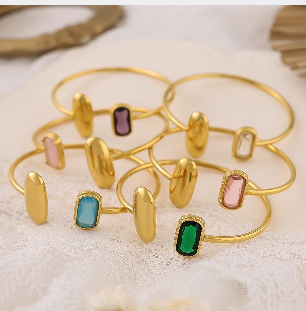 Asymmetric Zircon Open Cuff Bangle
