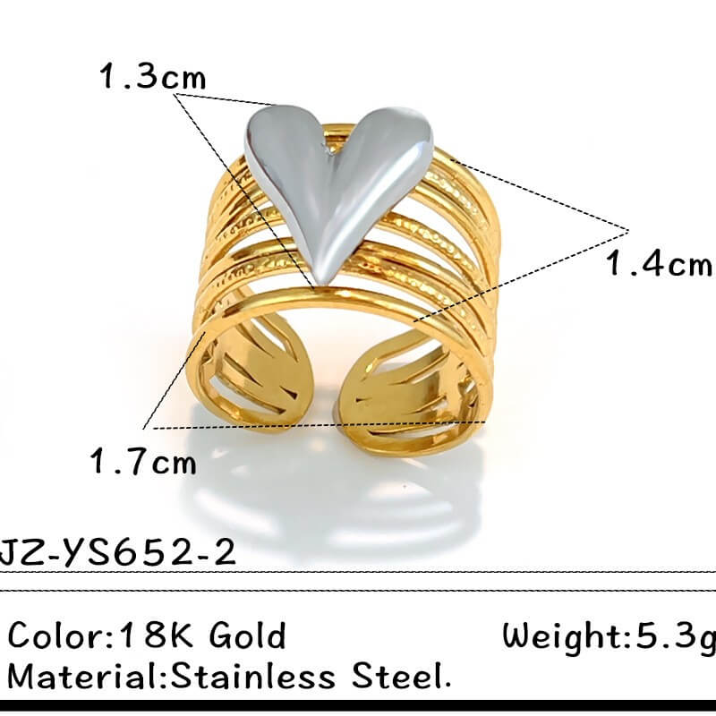 18K Gold Two-Tone Multi-Layer Open Ring
