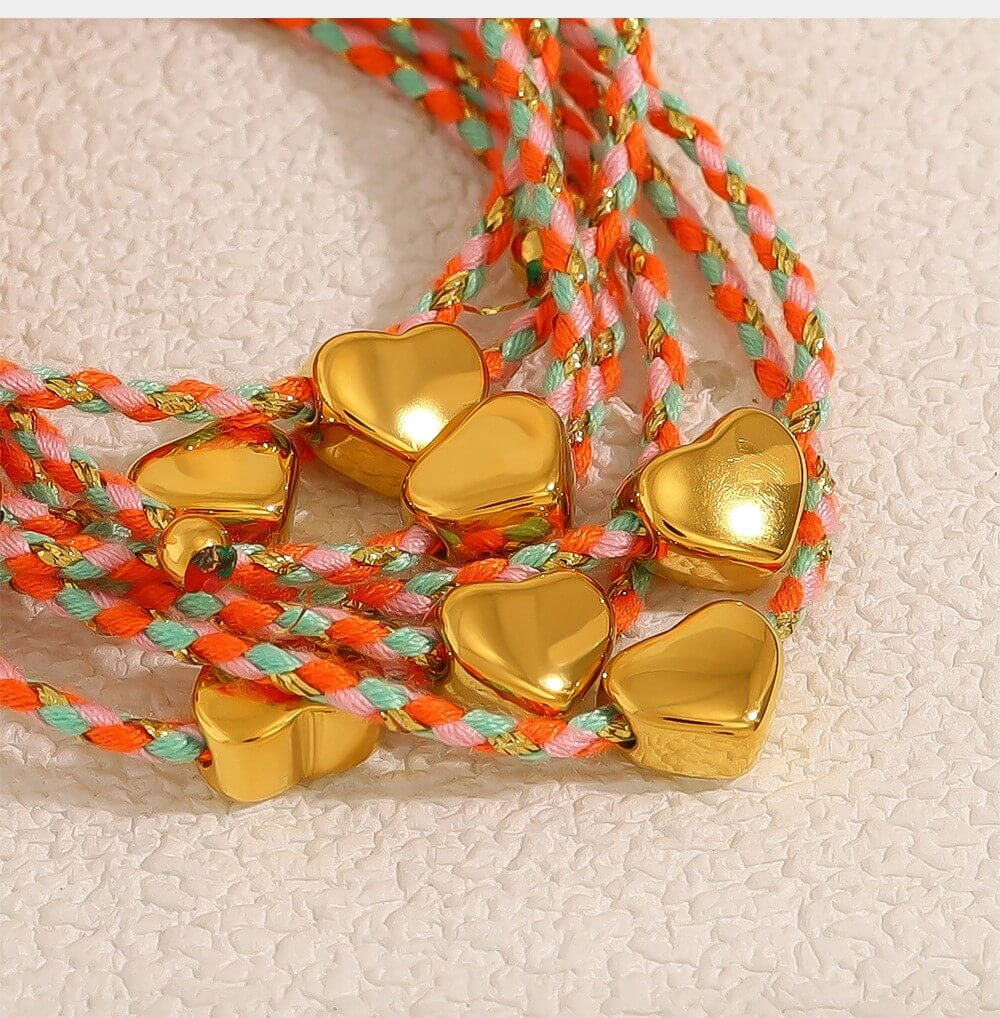 Braided Heart Cord Bracelet