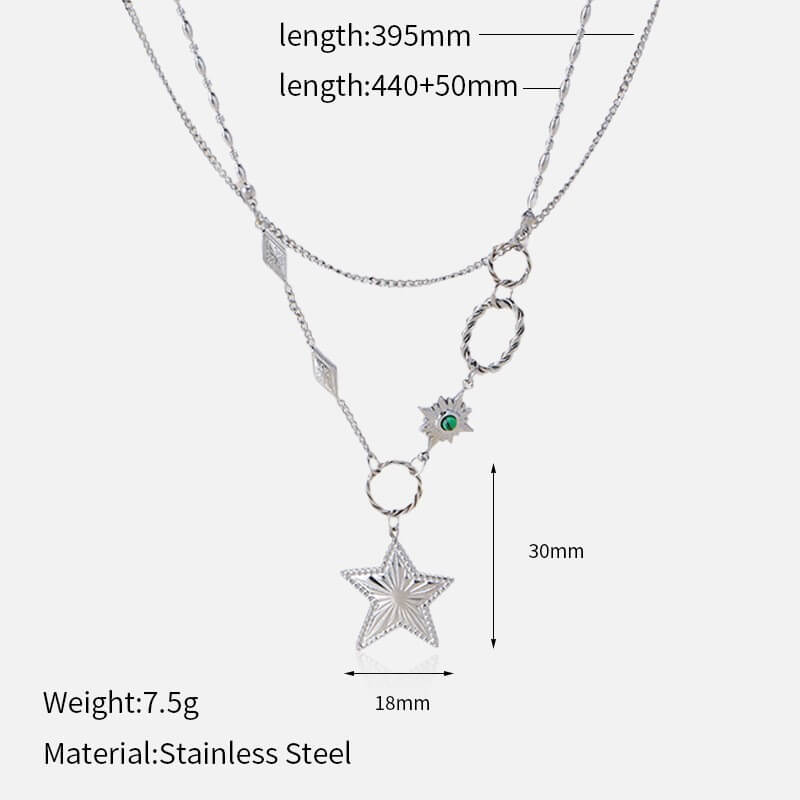 Celestial Layered Star & Gemstone Necklace