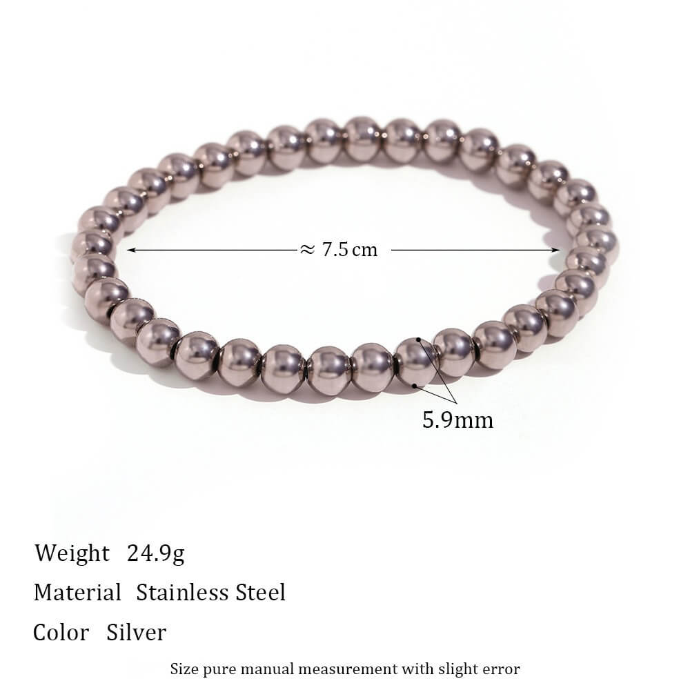 Minimalist Metallic Beaded Stretch Bracelet