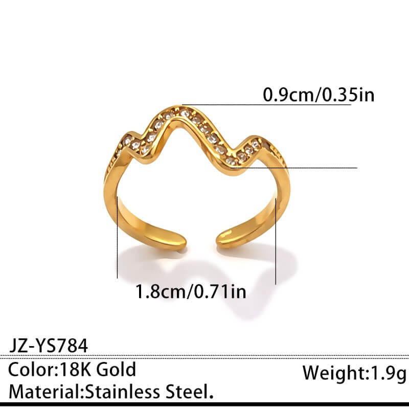 18K Gold CZ Statement Open Ring