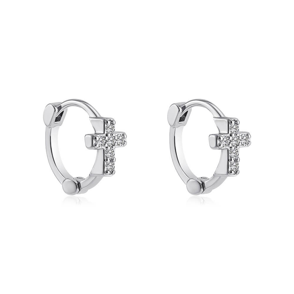 Dainty Textured CZ Huggie Hoop Earrings - 18K Gold Plated Brass