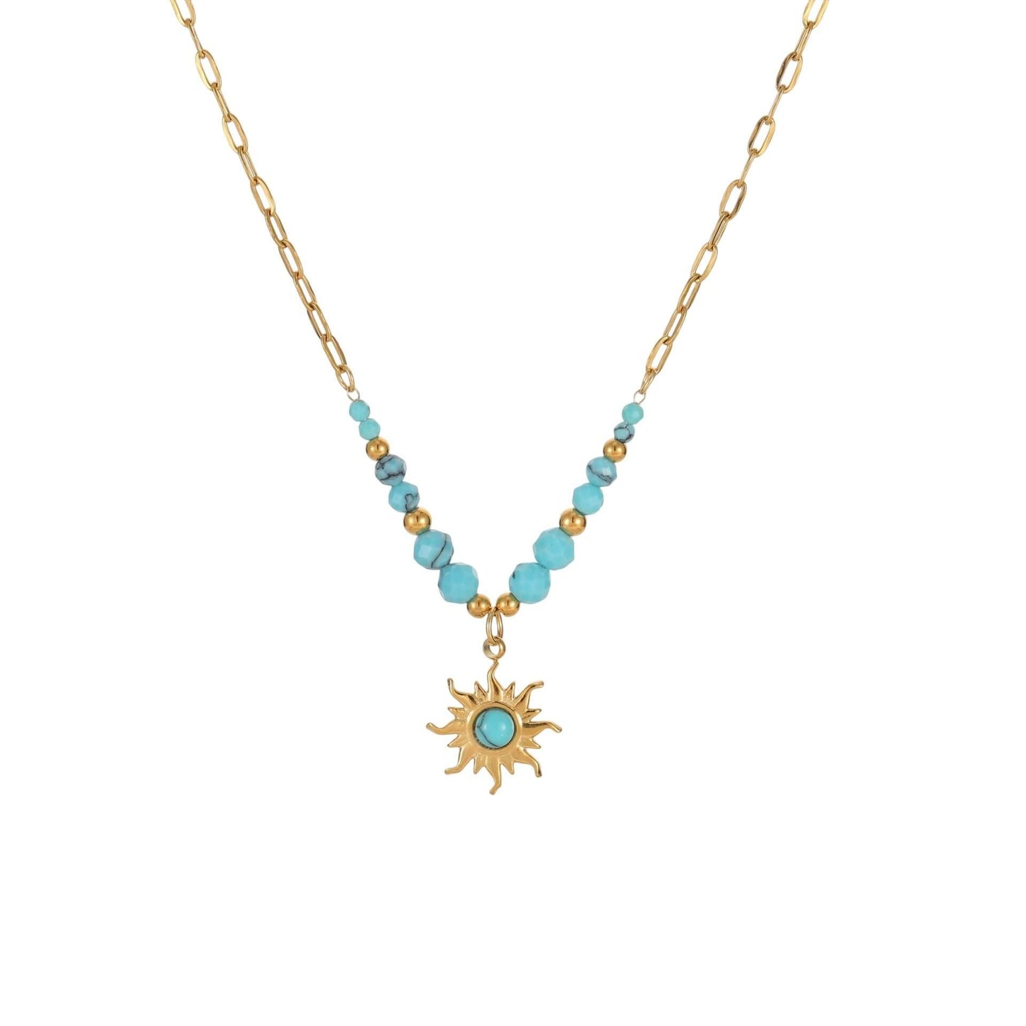 Gold Turquoise Pendant Necklace