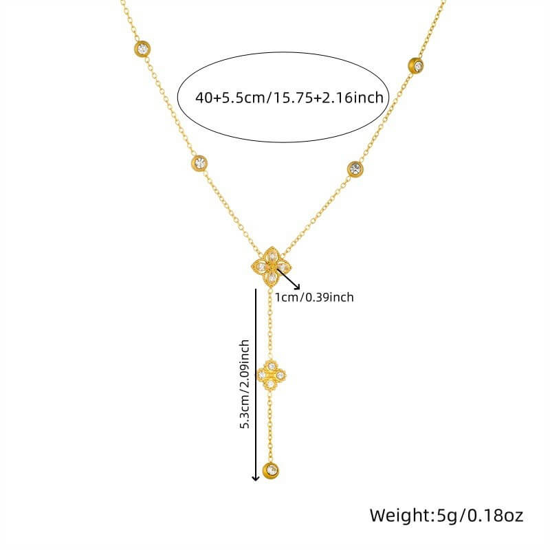 Stainless Steel Y-Lariat Drop Charm Necklace