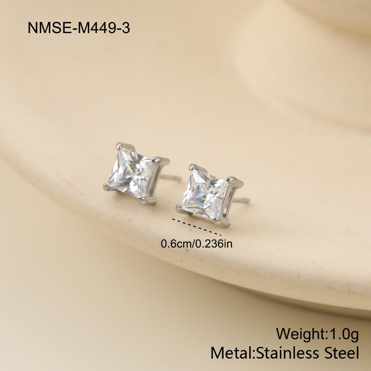 Princess Cut Zircon Stud Earrings in Gold & Silver (4mm-8mm)