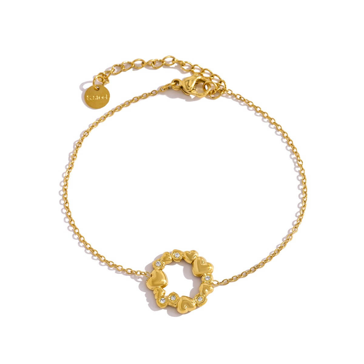 CZ Heart Wreath Chain Bracelet