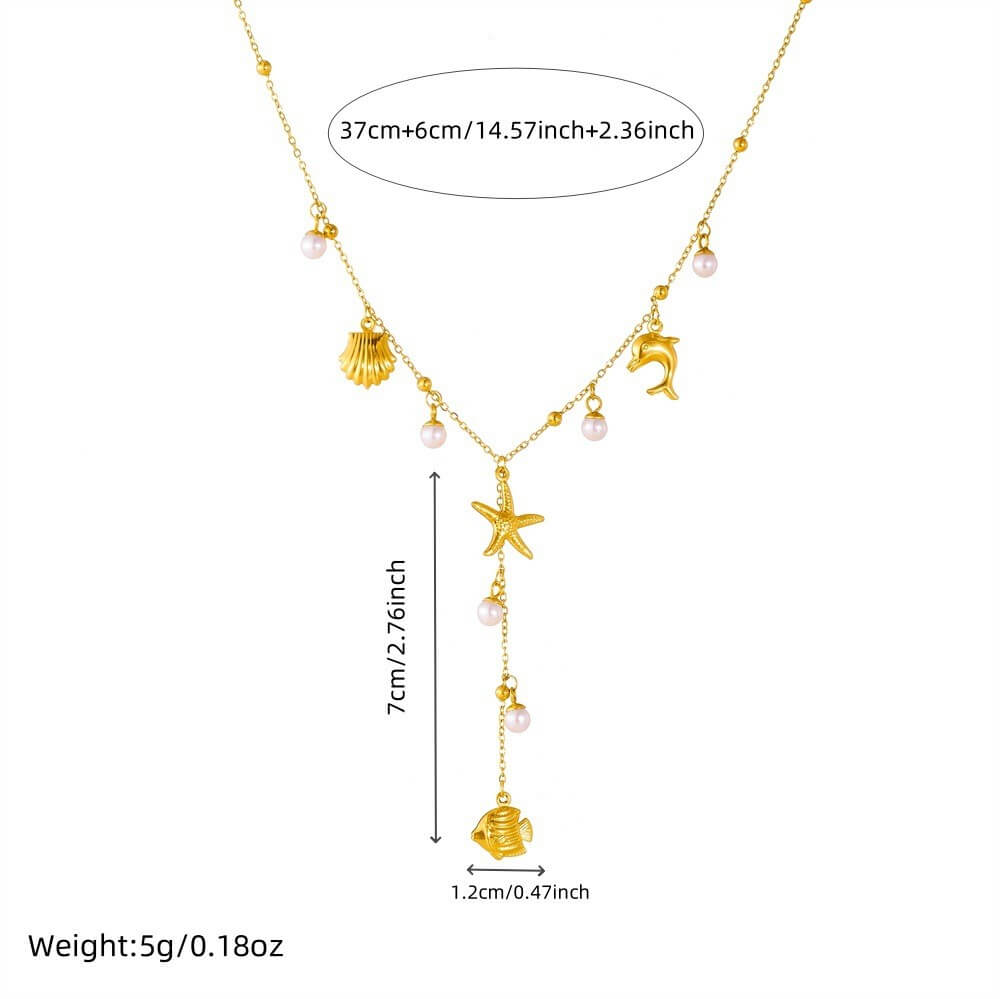 Stainless Steel Y-Lariat Drop Charm Necklace
