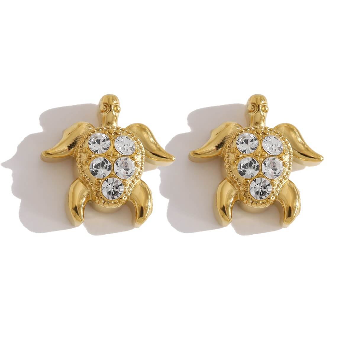 Ocean Crystal Shell & Sea Turtle Stud Earrings