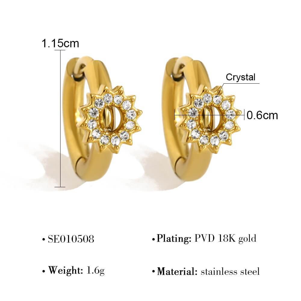 Crystal Charm Huggie Hoop Earrings