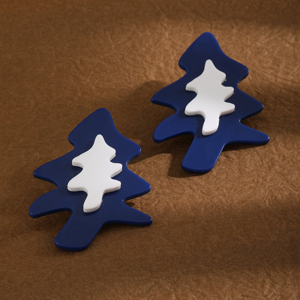 Festive Christmas Tree Resin Stud Earrings