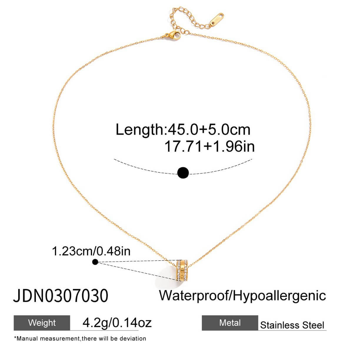 18K Gold Cylinder Charm Necklace