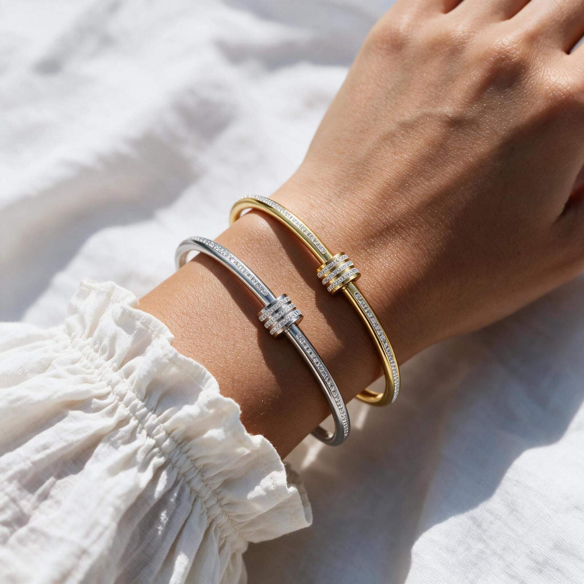 18K Gold Plated Zircon Stainless Steel Bangle