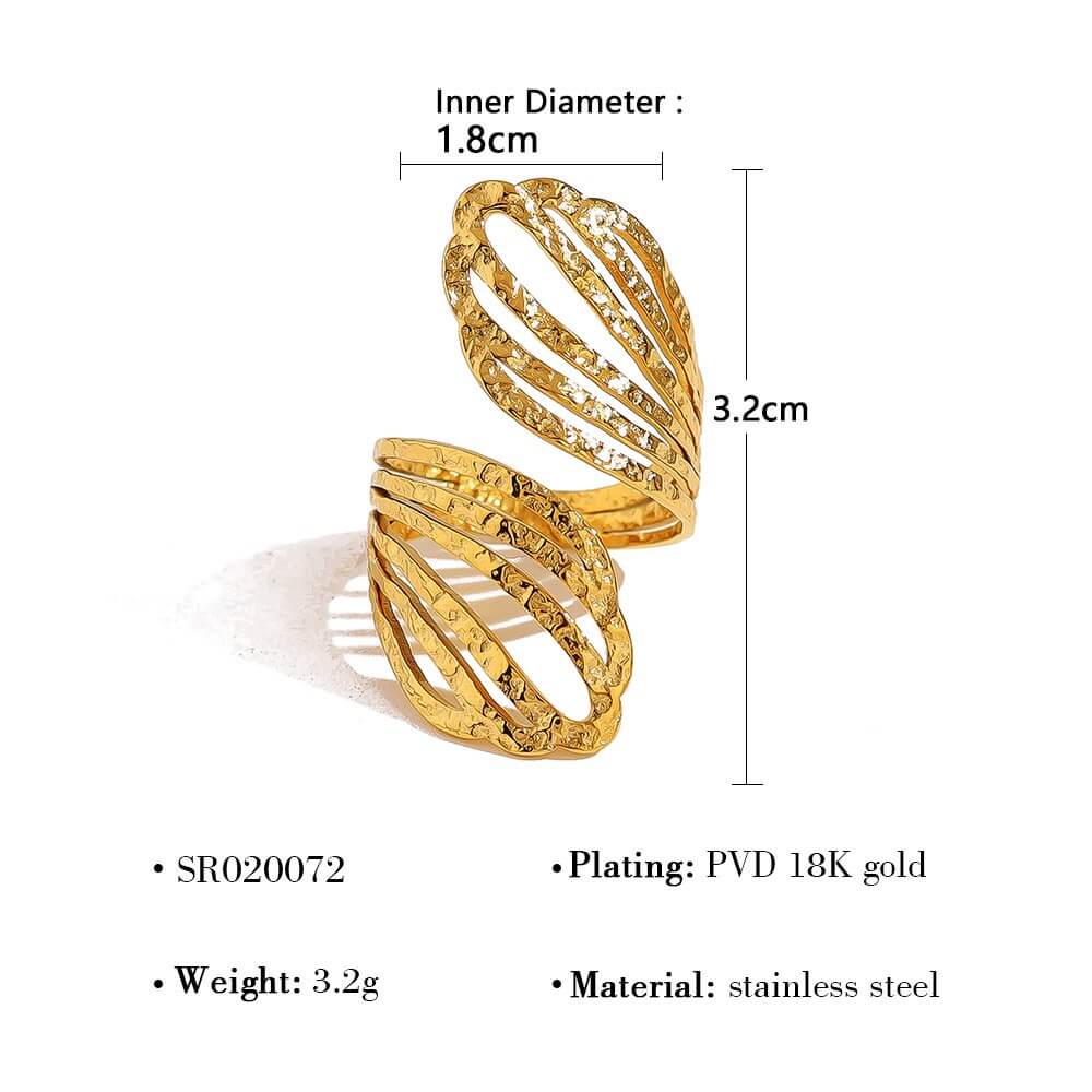 Chunky Hammered Wave Open Ring