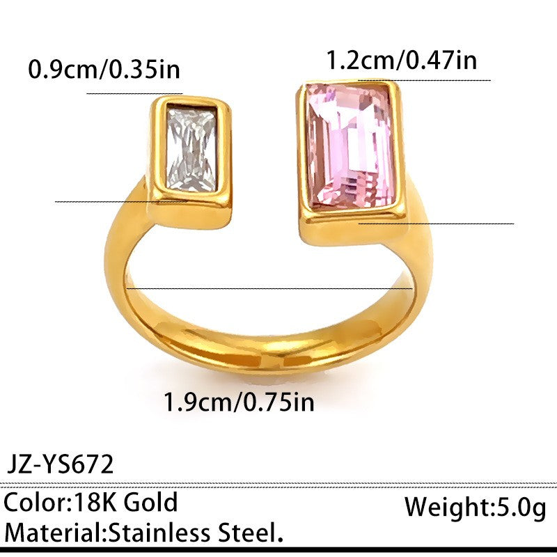 18K Gold Geometric Crystal Open Ring