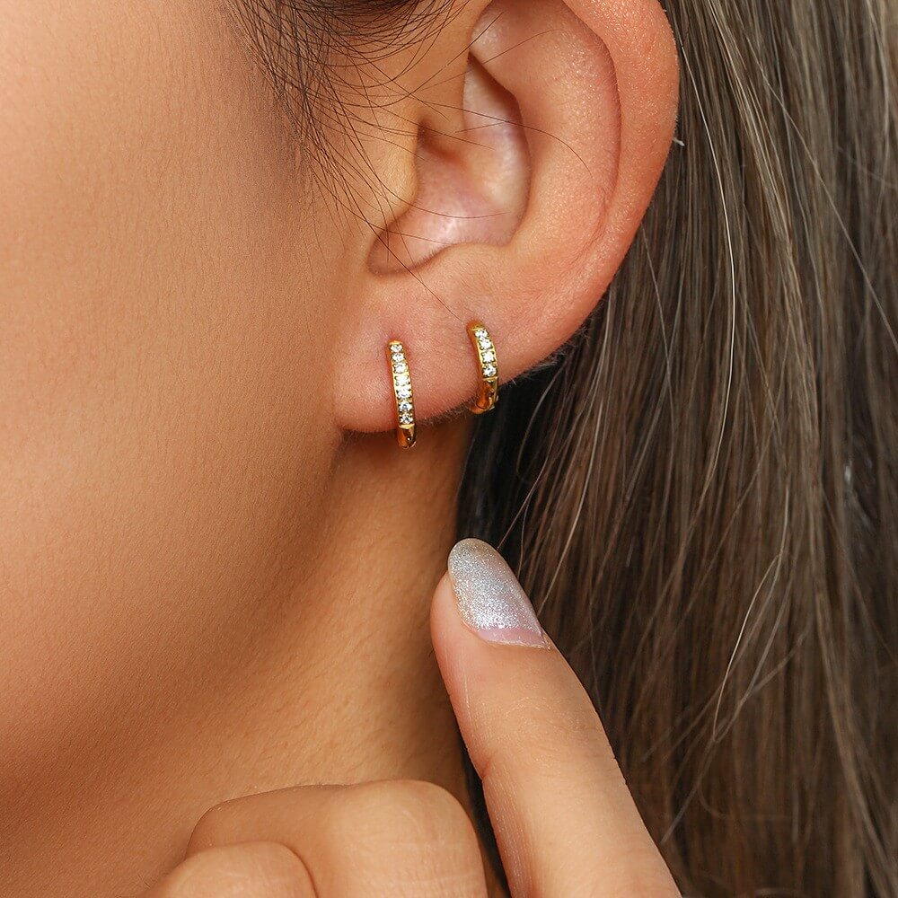 Minimalist Zircon Eternity Huggie Hoops
