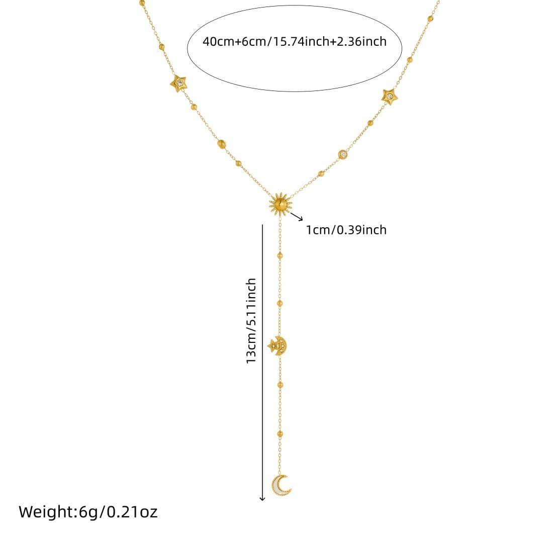 Stainless Steel Y-Lariat Drop Charm Necklace
