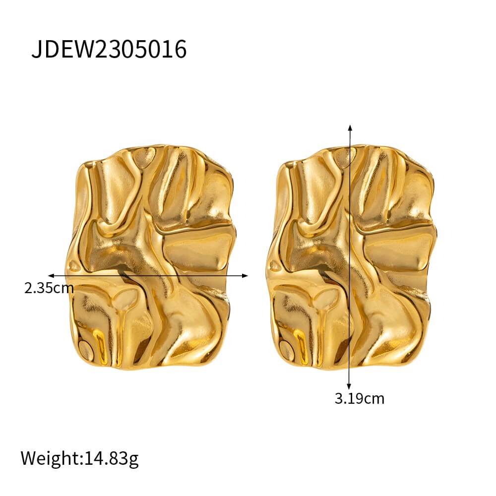 Waterproof Textured Gold Statement Earrings