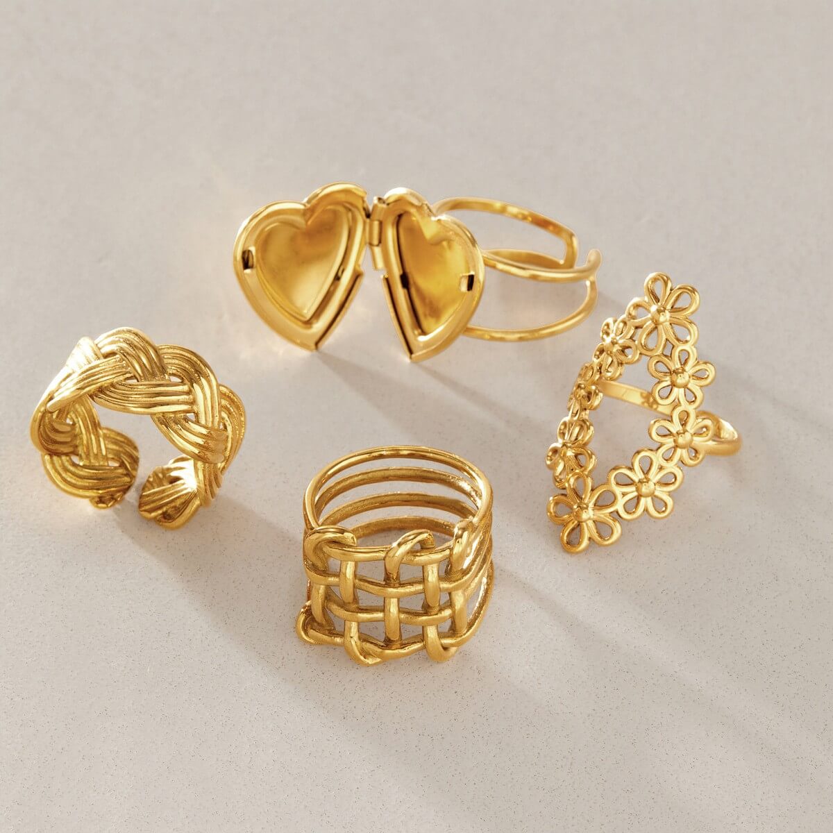18K Gold Plated Stainless Steel Statement Rings