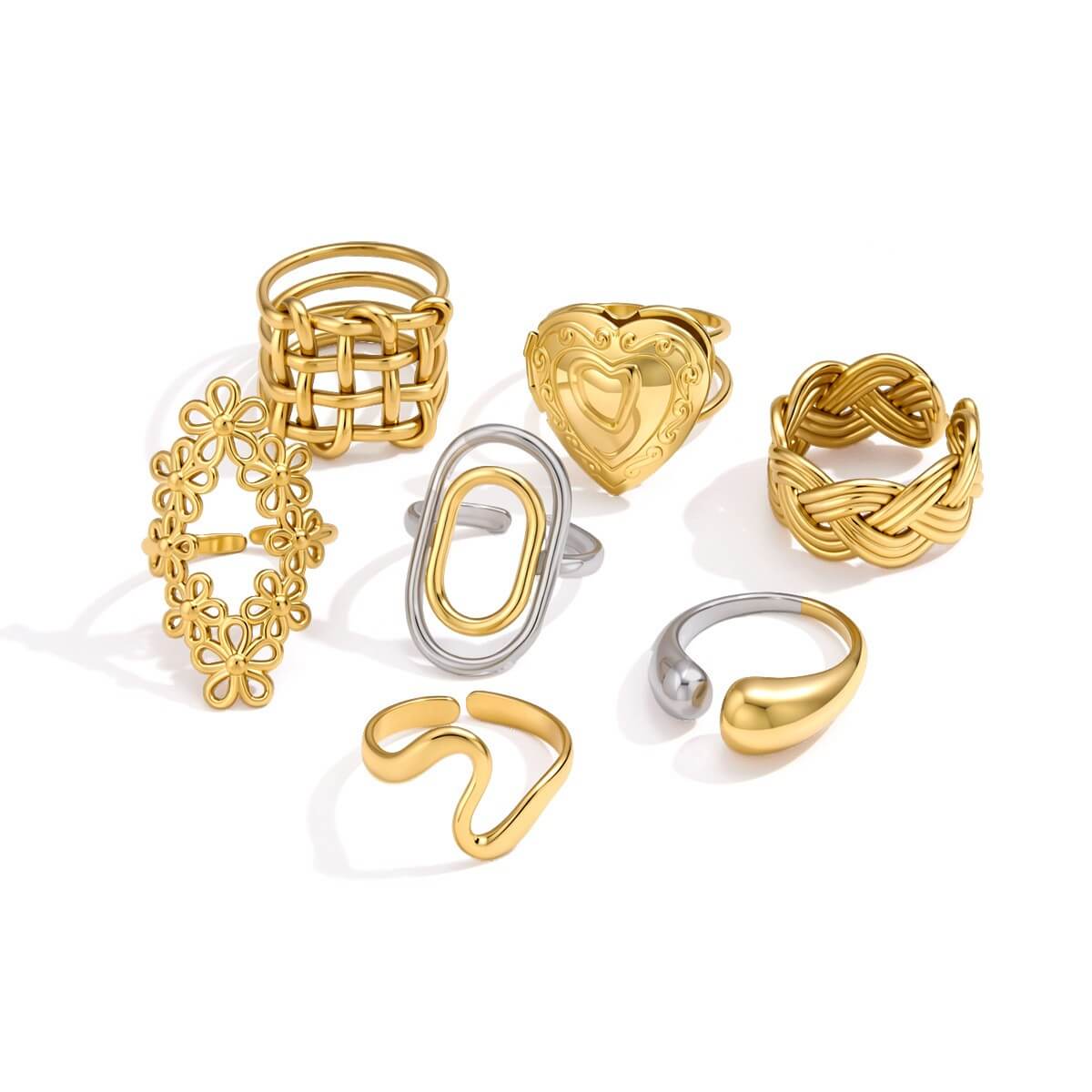 18K Gold Plated Stainless Steel Statement Rings