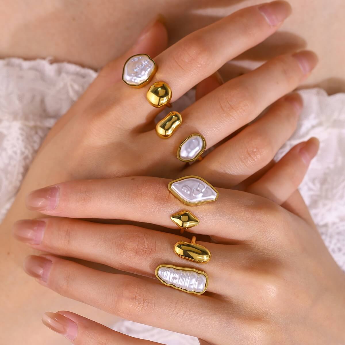 Baroque Pearl Open Rings