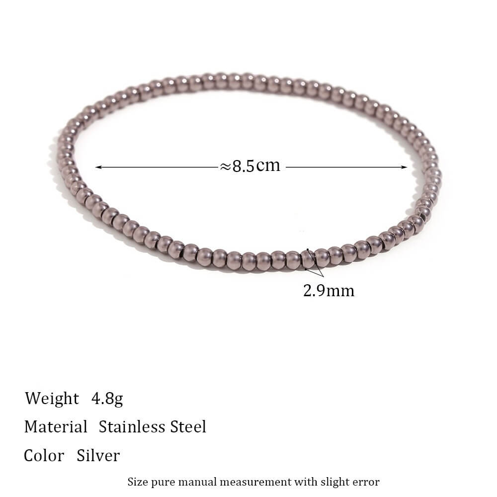 Minimalist Metallic Beaded Stretch Bracelet